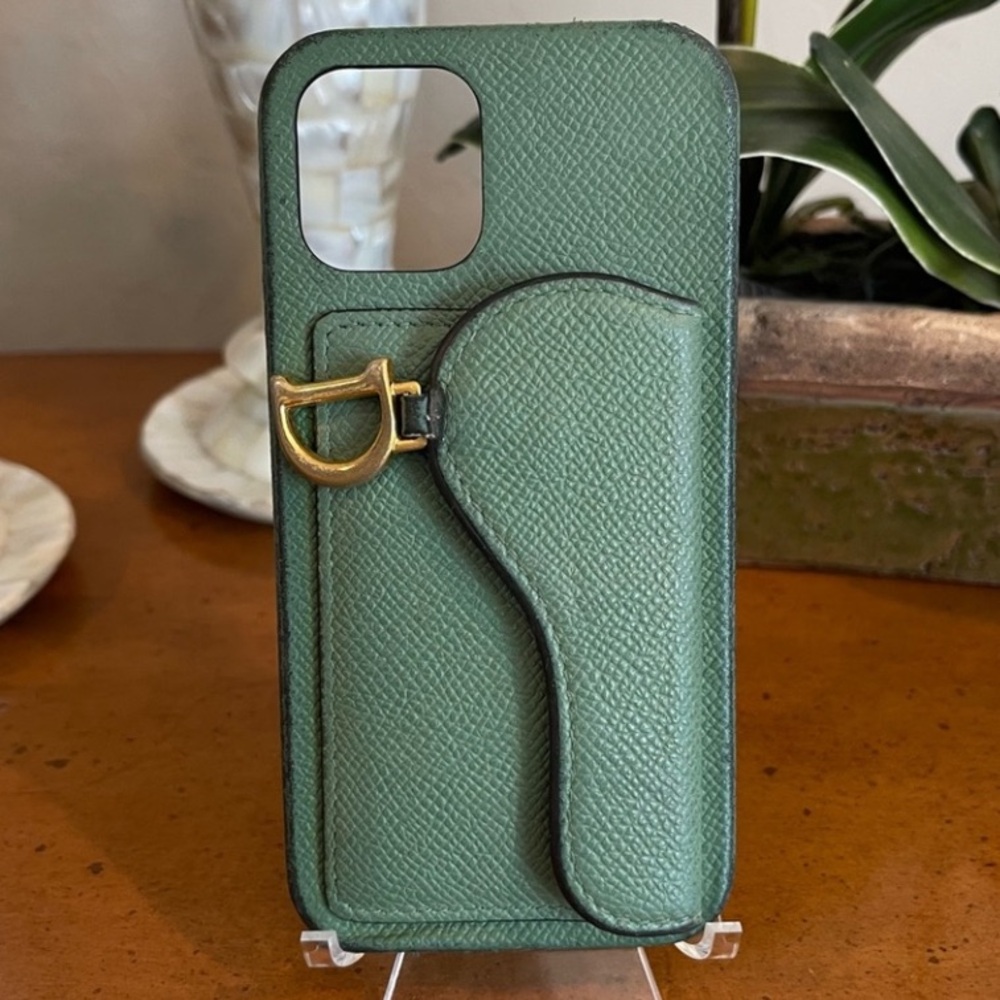 Christian Dior Saddle Leather Iphone 12 Cell Phone Case
